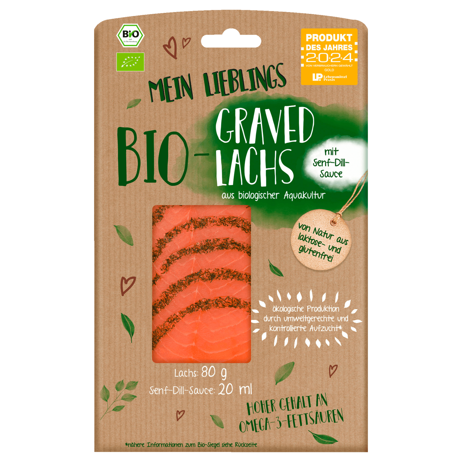 Mein Lieblings Bio Graved Lachs mit Senf-Dill-Sauce 80g
