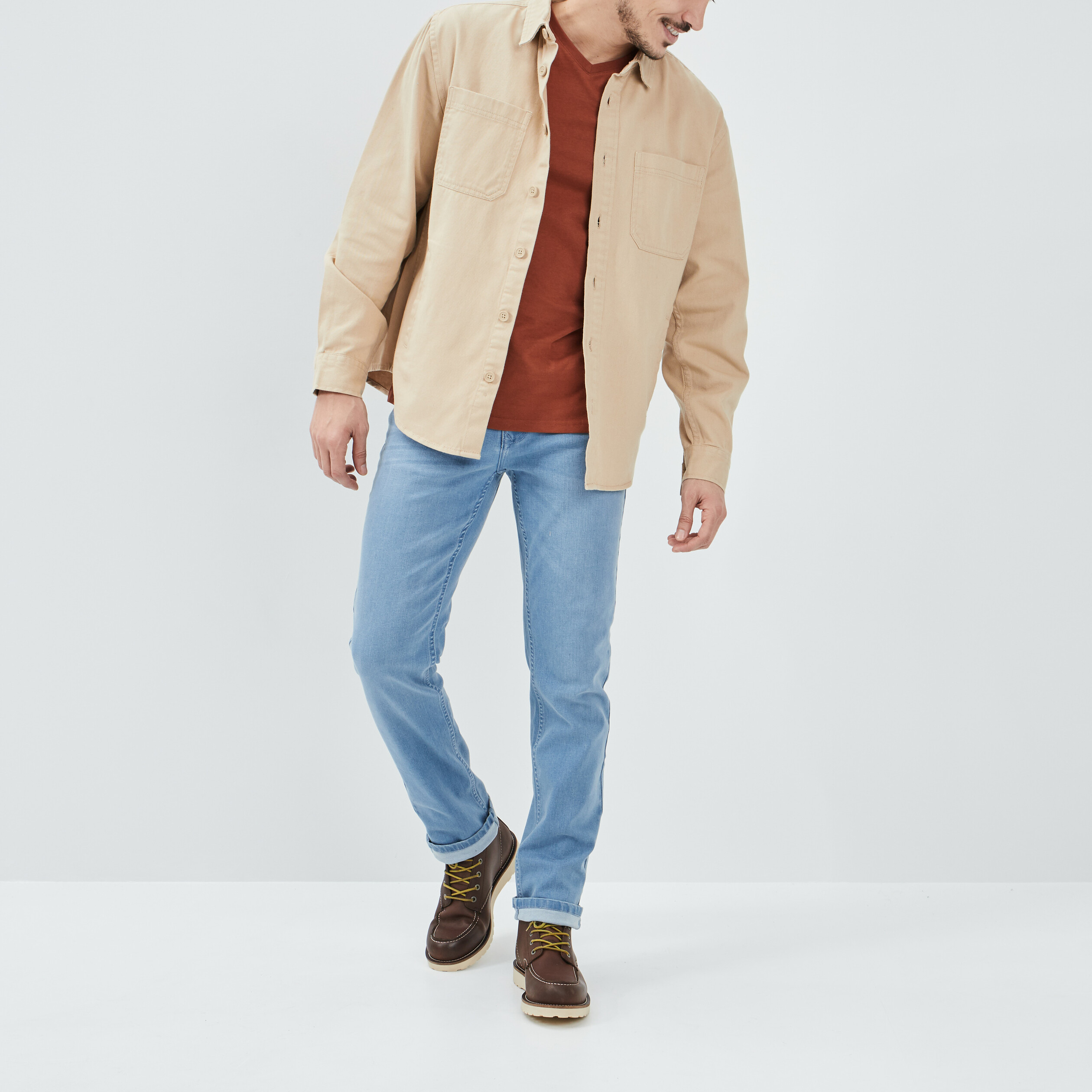 Chemise avec deux poches plaquées sable homme | La Halle