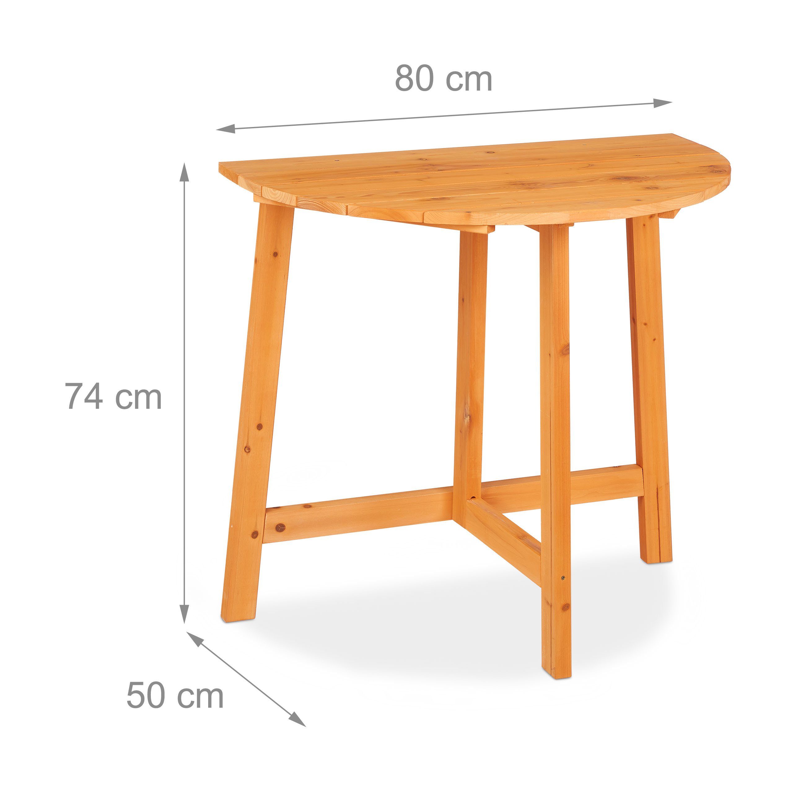 relaxdays Klapptisch Halbrunder Klapptisch aus Holz