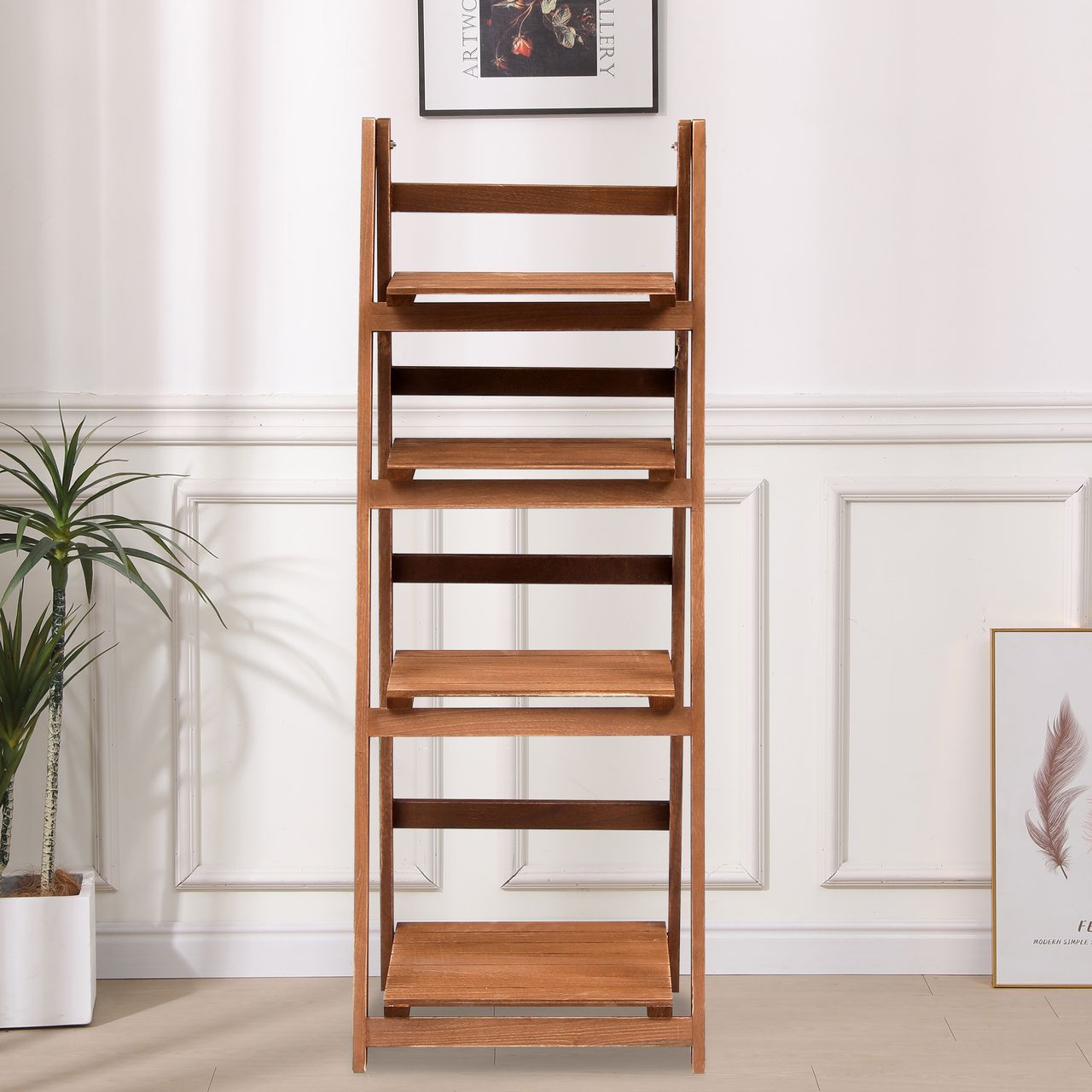 Happy Home Blumentreppe Pflanzenregal mit 4 Ablagen WPS01-HOL Holz