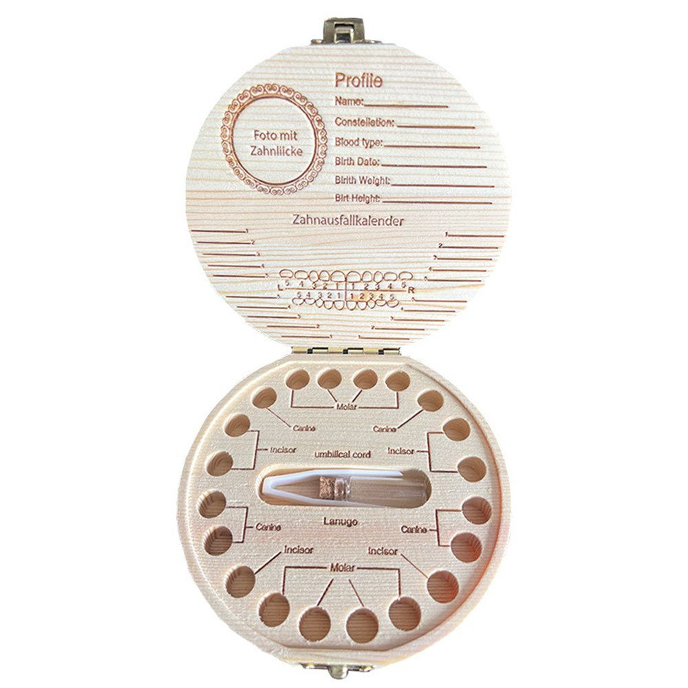 XDeer Zahndose Milchzahndose Holz Zahndose Mädchen & Jungen,Milchzähne Box, Milchzähne Box Aufbewahrungsbox mit Display Funktion