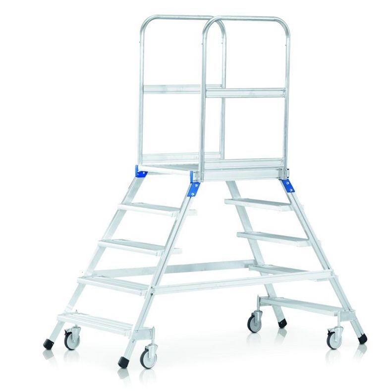 Scala di atterraggio Zarges 41986, mobile, con accesso su entrambi i lati, 8 gradini inclusa piattaforma.