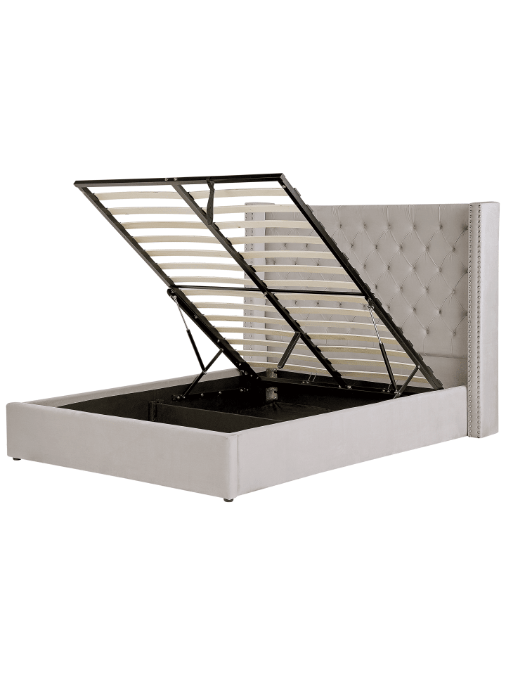 Beliani Doppelbett LUBBON in Grau - (W) 190 x (H) 144 x (L) 217 cm günstig kaufen onesize