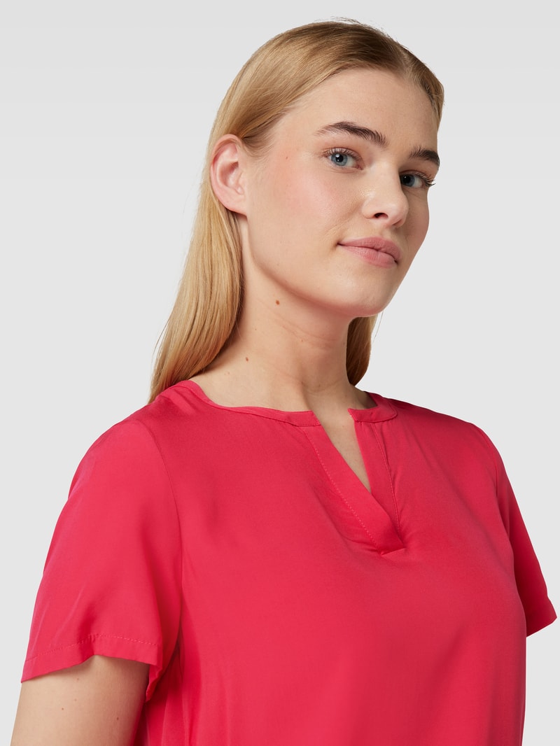 Blusenshirt mit V-Ausschnitt in metallic rosa