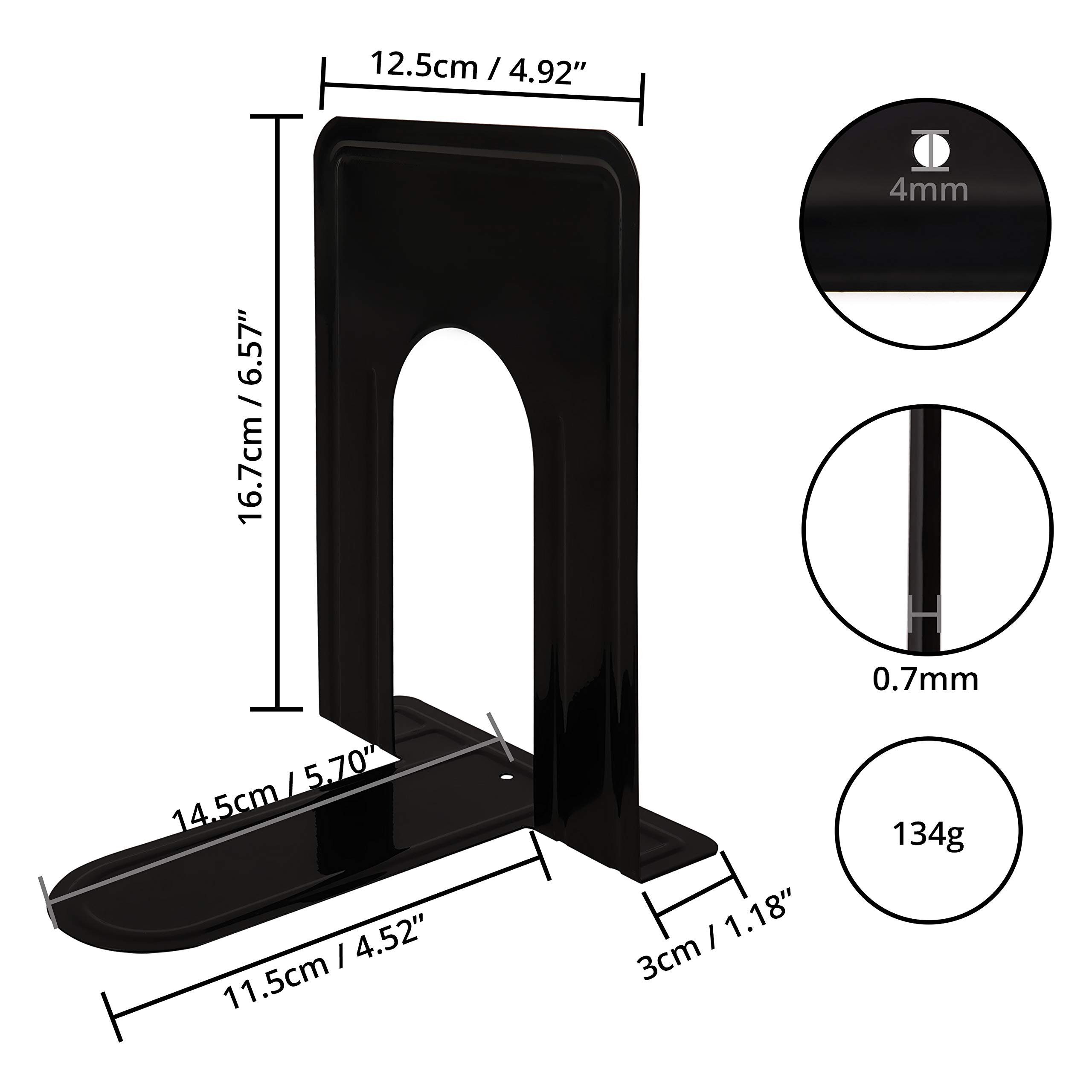Belle Vous Zeitungsständer Schwarze Buchstützen (3 Paare) zur rutschfesten Aufbewahrung, Black Bookends (3 Pairs) for Non-Slip Storage