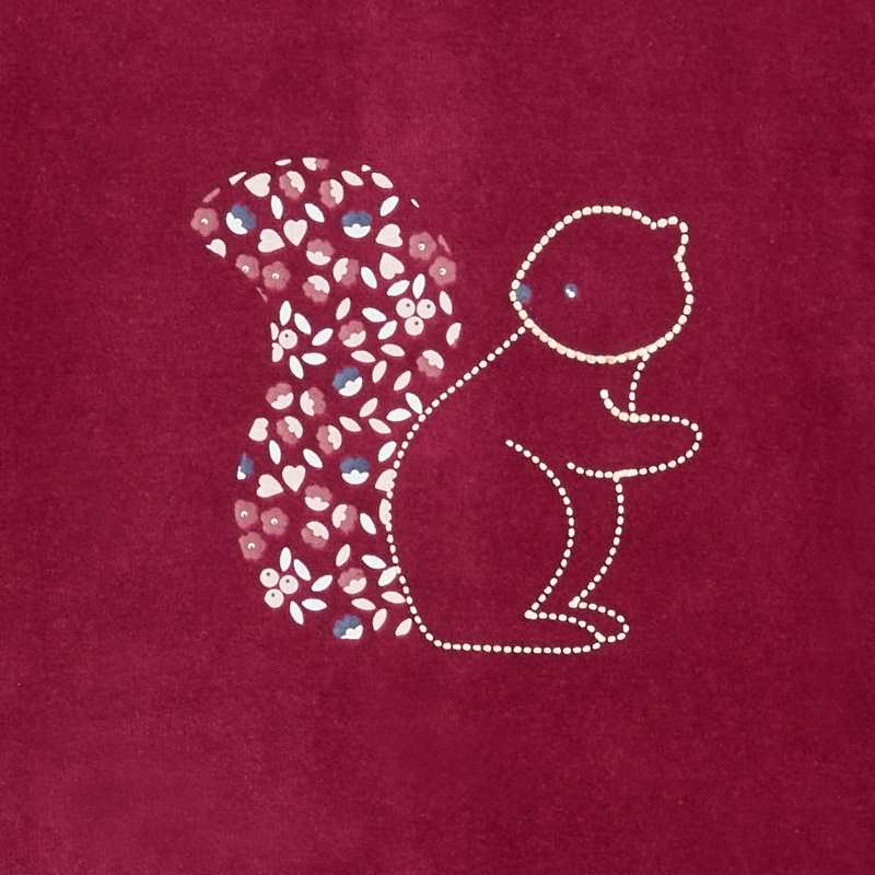 Dors-bien écureuil velours rose bébé fille