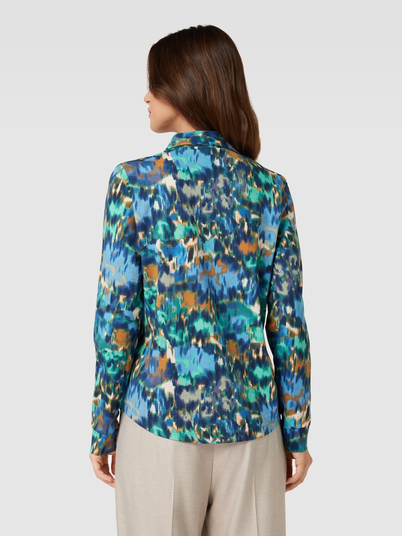 Hemdbluse mit Allover-Muster in petrol