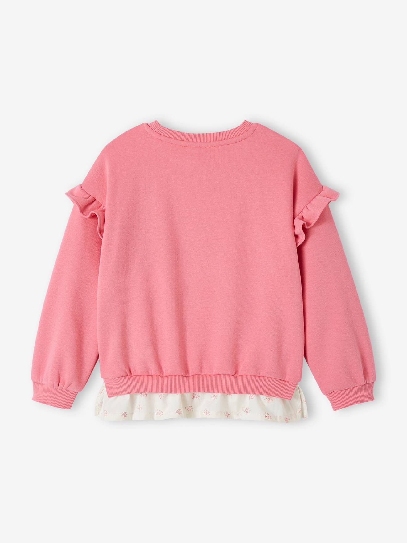 Vertbaudet Mädchen Sweatshirt mit Volant-Saum personalisierbar - bonbon rosa