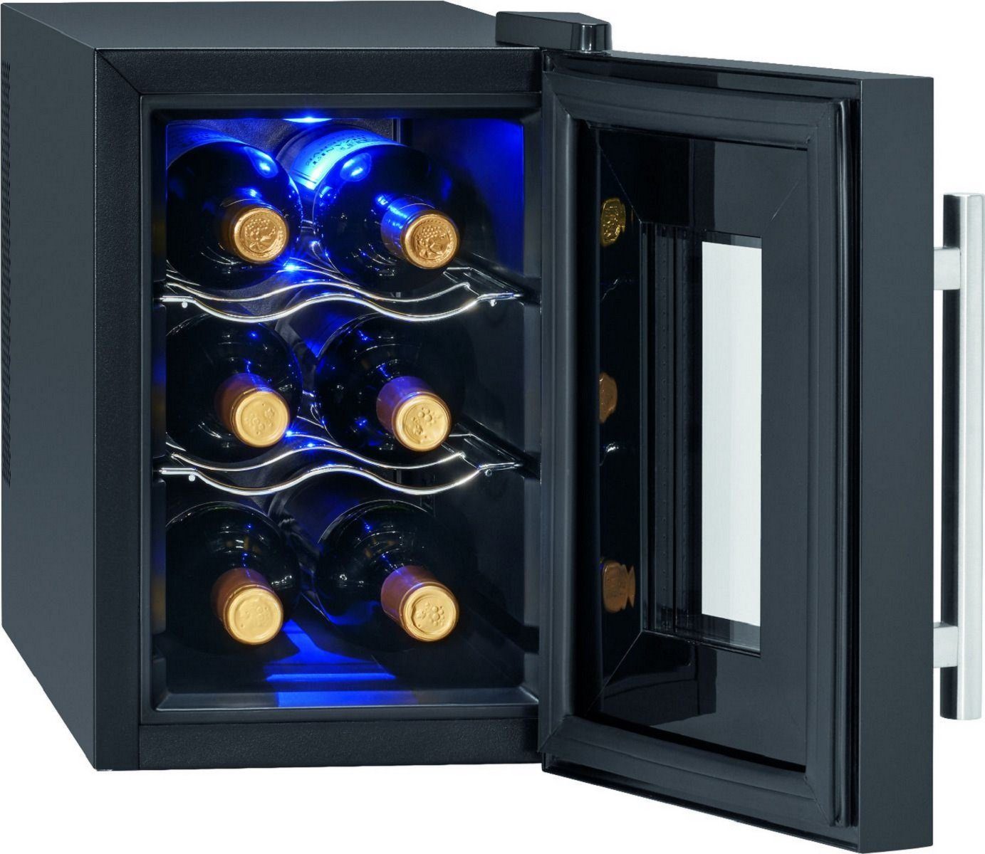 ProfiCook Weintemperierschrank ProfiCook PC-WK 1230 Weintemperierschrank für 6 Fla. Weinkühlschrank, für 6 Standardflaschen á 0,75l,Anti-Vibrationssystem (geräuscharm ≤ 26 dB)