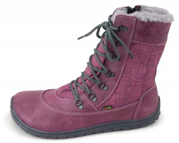 Fare Bare |vA ~ Schnürstiefel Leder Winter + Tex ~ Beere