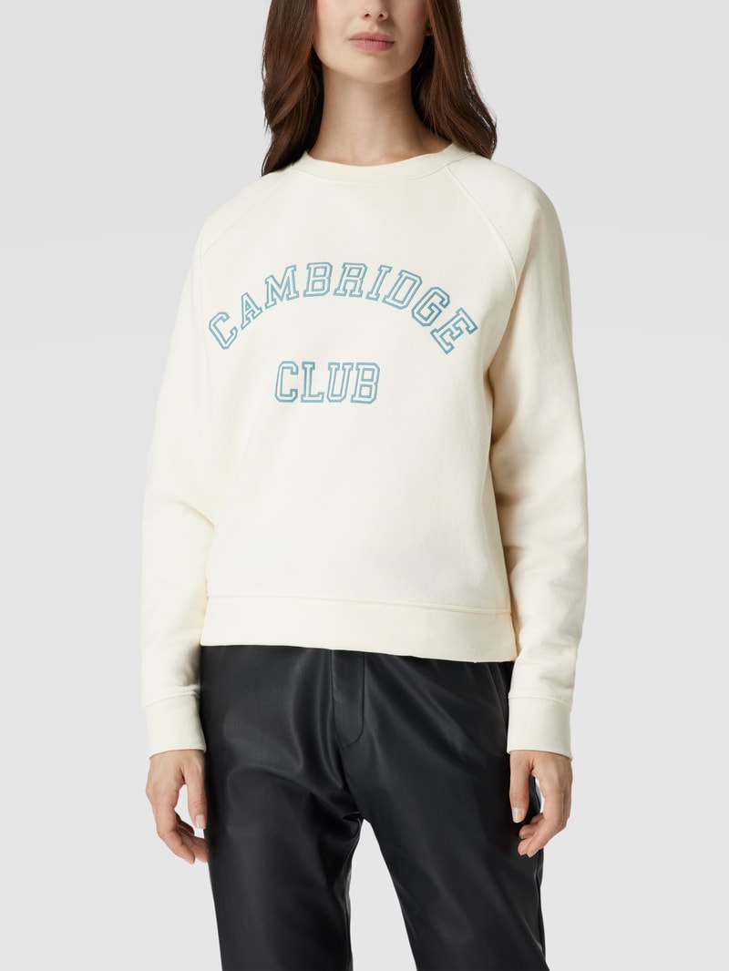 Sweatshirt mit Statement-Print in ecru