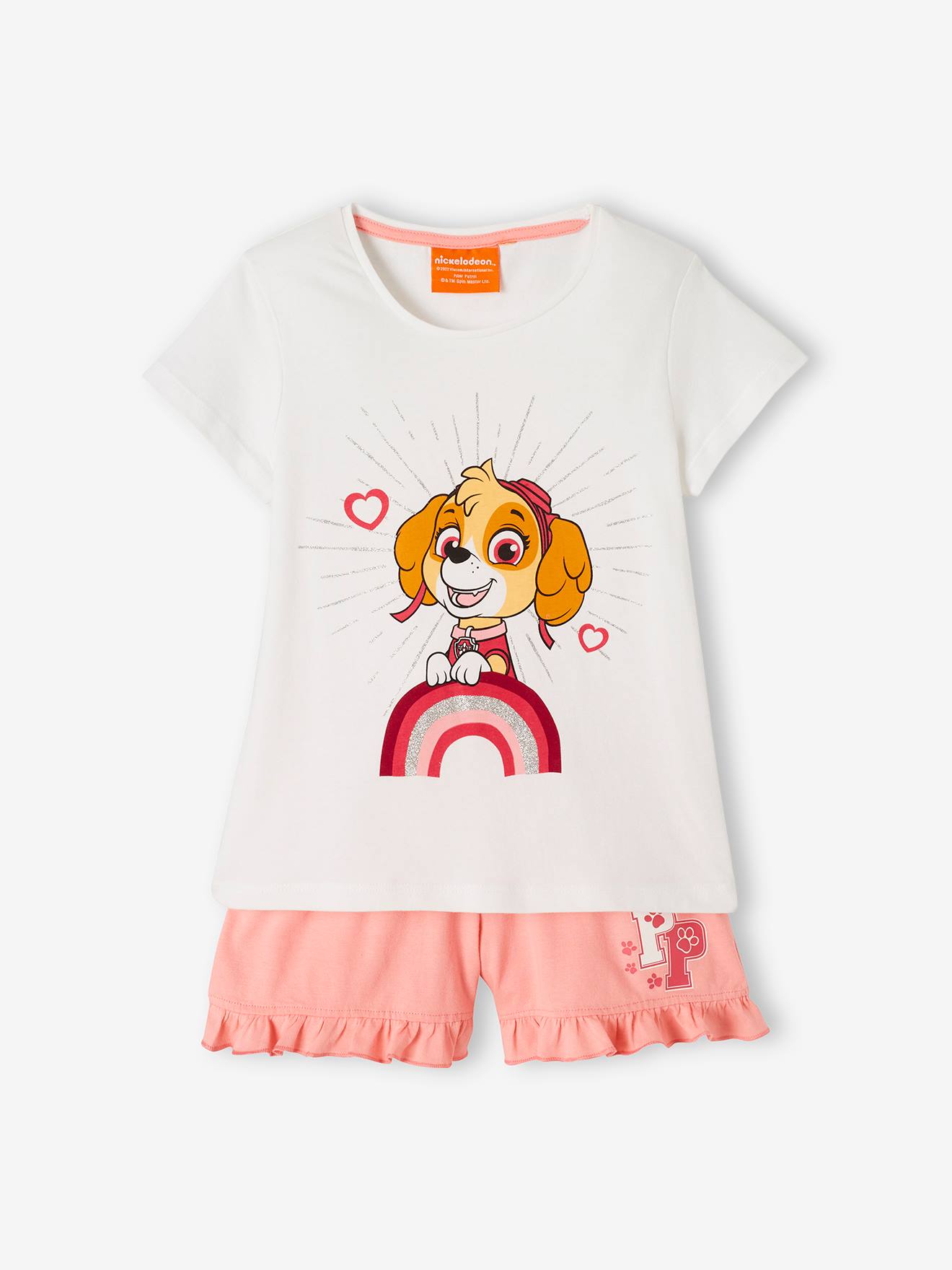 Paw Patrol Kurzer Kinder Schlafanzug PAW PATROL - weiß+rosa
