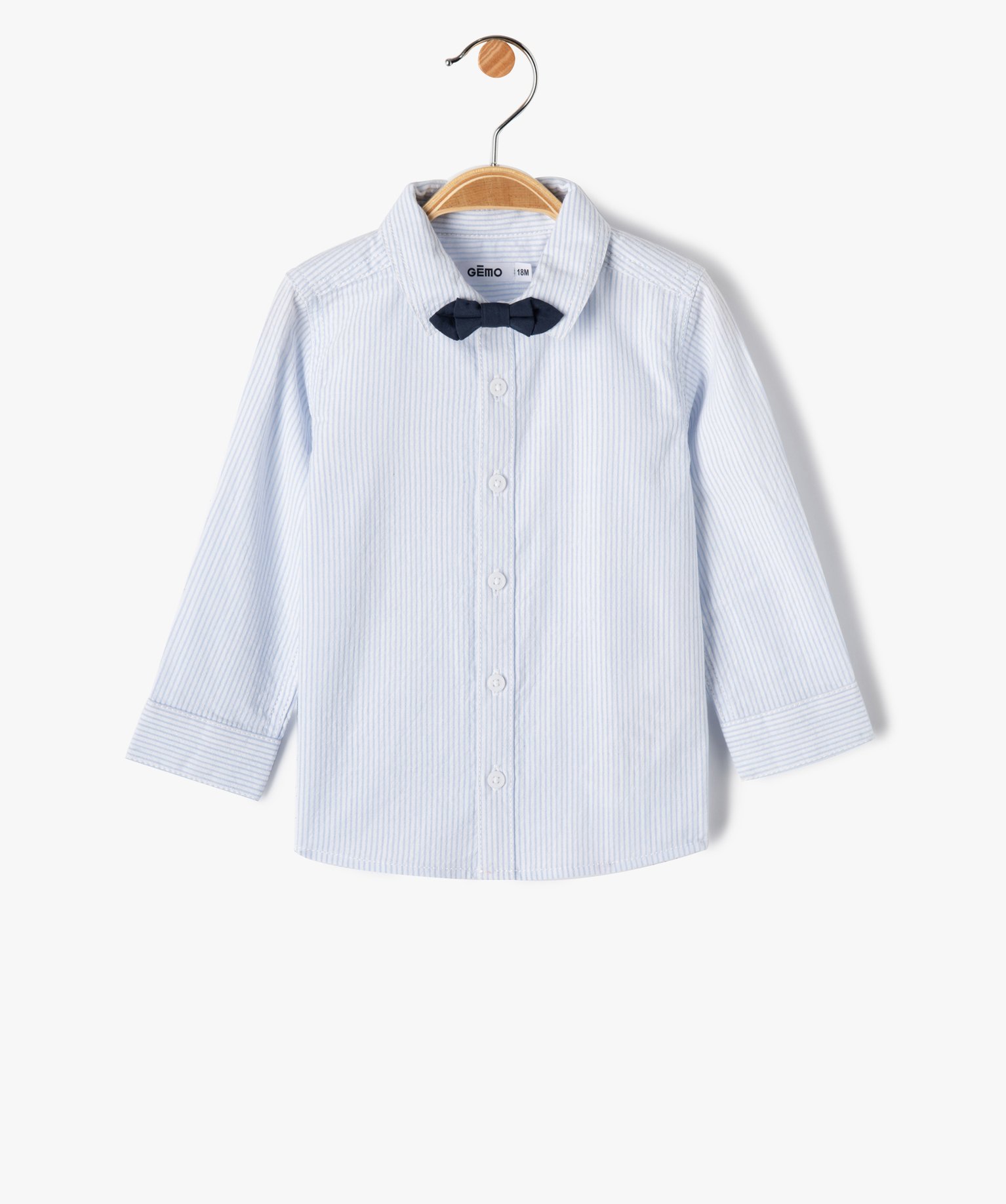 Chemise bébé Garçon à manches longues rayée avec n?ud ... bleu | GEMO