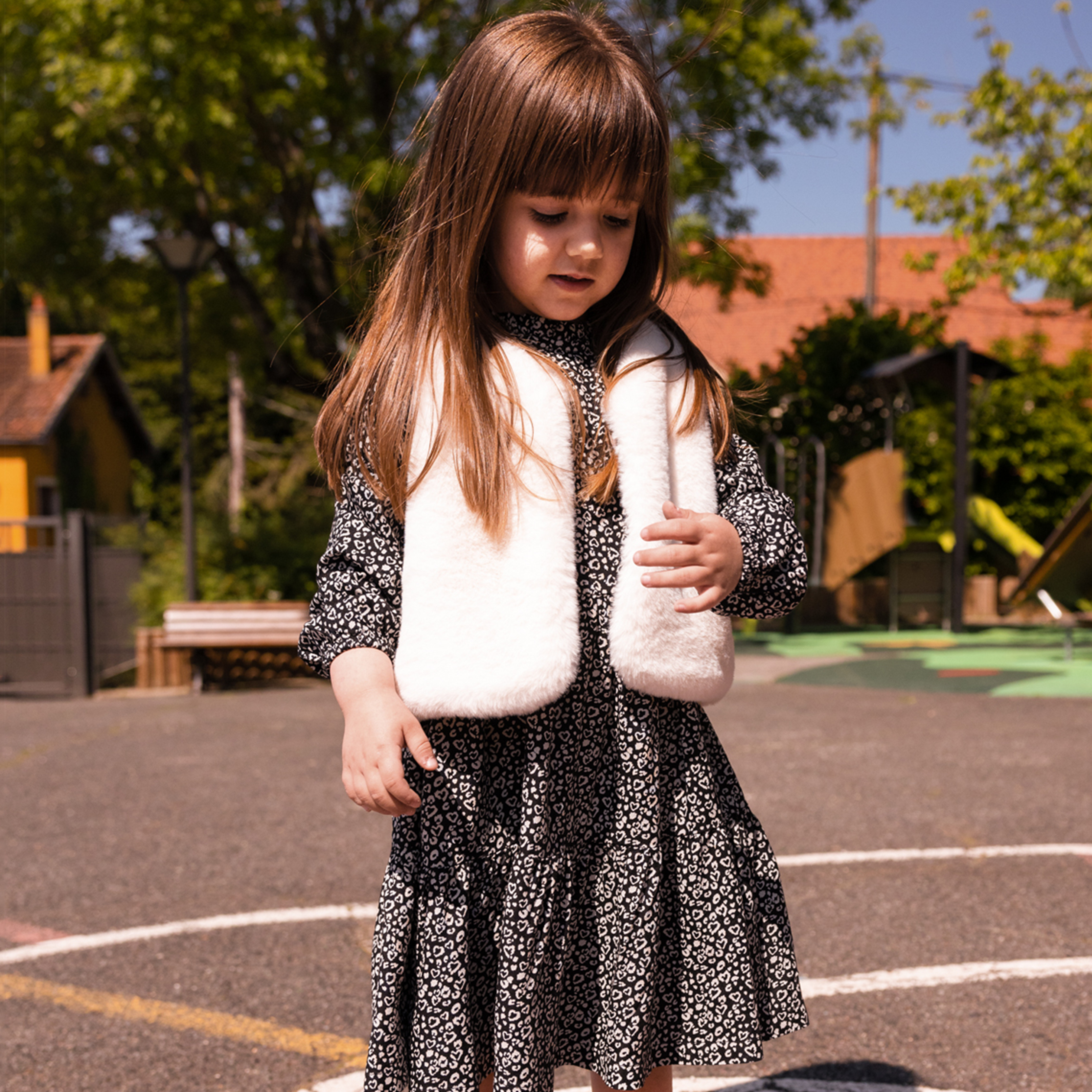 Gilet imitation fourrure sans manches ivoire fille | La Halle