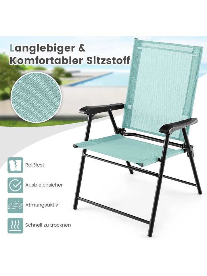 COSTWAY 4er Set Gartenstühle in Türkis günstig kaufen onesize