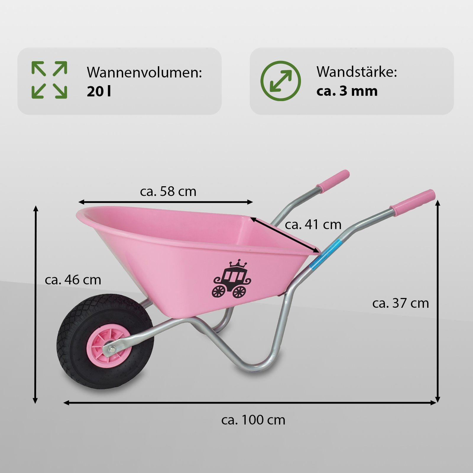 TRUTZHOLM Schubkarre Kinderschubkarre Schubkarre für Kinder Schiebkarre Gartenkarre nach