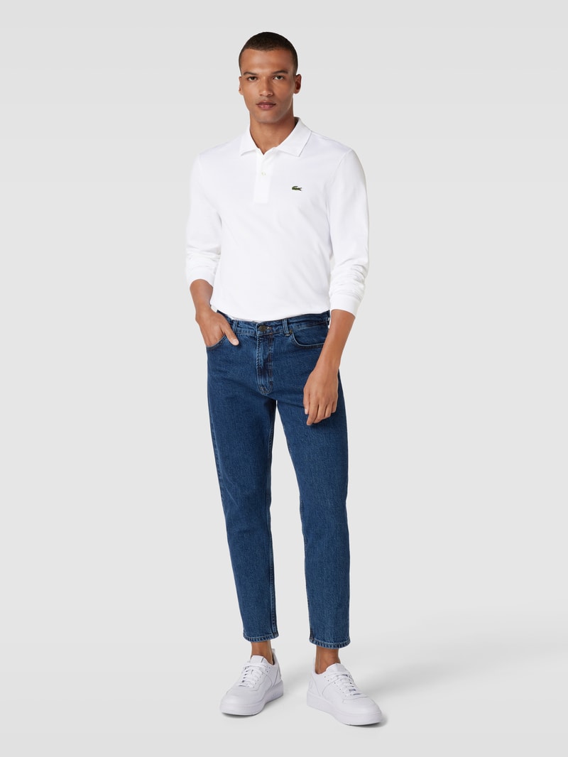 Poloshirt mit Logo-Patch in weiß