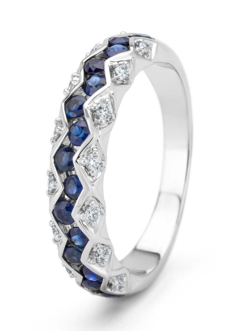 Diamond Point White gold ring, 0.79 ct blue sapphire, Majestic
