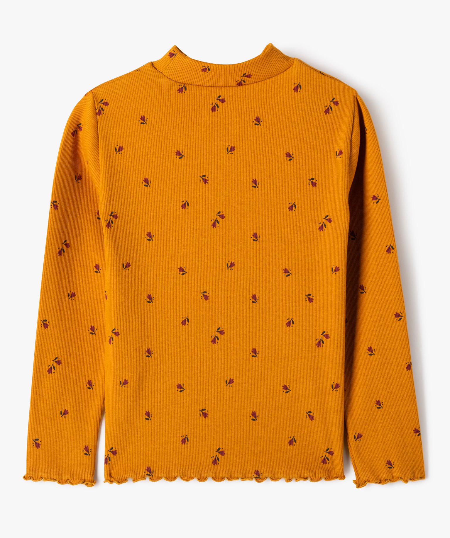 Tee-shirt à manches longues à motifs fleuris fille jaune | GEMO