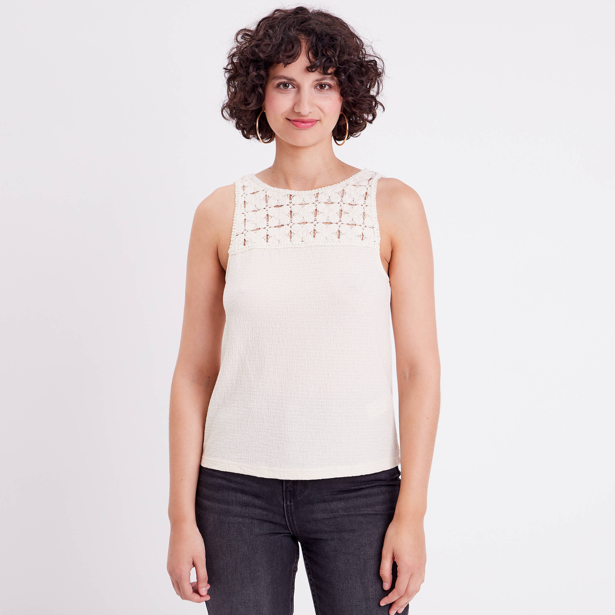 Débardeur col macramé ecru femme | Cache Cache