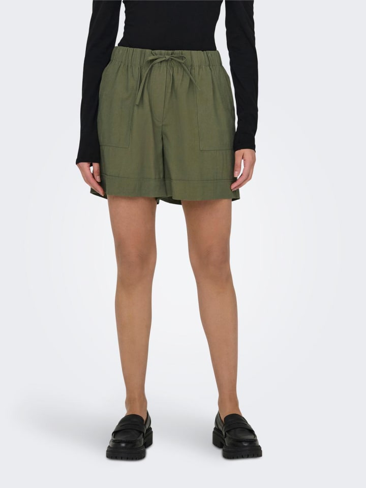 JACQUELINE de YONG Shorts elastische Taille Kordelzug Seitentaschen bequem in Olive günstig kaufen XL