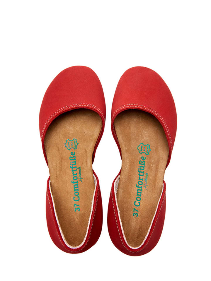 Comfortfusse Leder-Ballerinas in Rot günstig kaufen