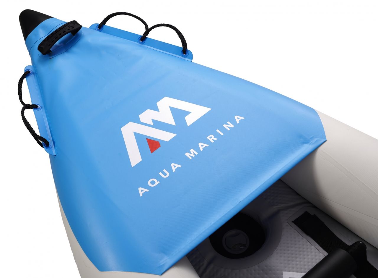 PureHaven Aqua Marina Kajak 412x83 cm für 2 Personen mit Luftsitz verstellbarer Lehne Transporttasche Reparaturset und Handpumpe strapazierfähig Blau/Weiß/Rot