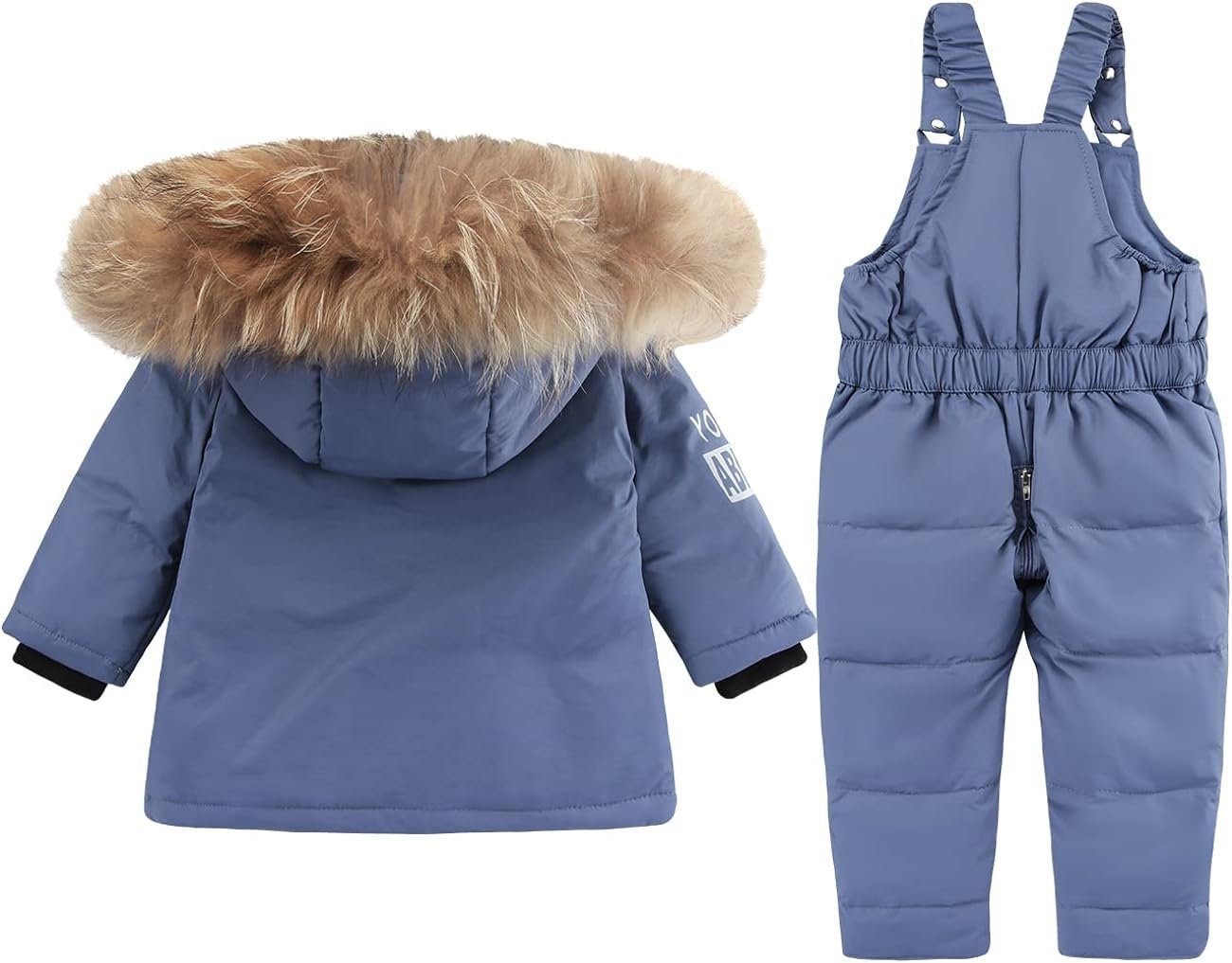 KINOMI Schneeoverall Schneeoverall(2-tlg) Schneebekleidung Schneeanzüge (2 set, weiße Entendaunen, für Kinder) Wasser- und winddicht