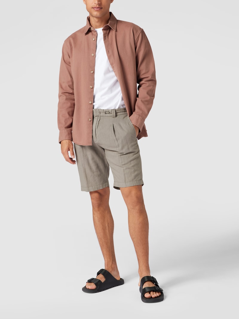 Bermudas aus Leinen-Mix in beige