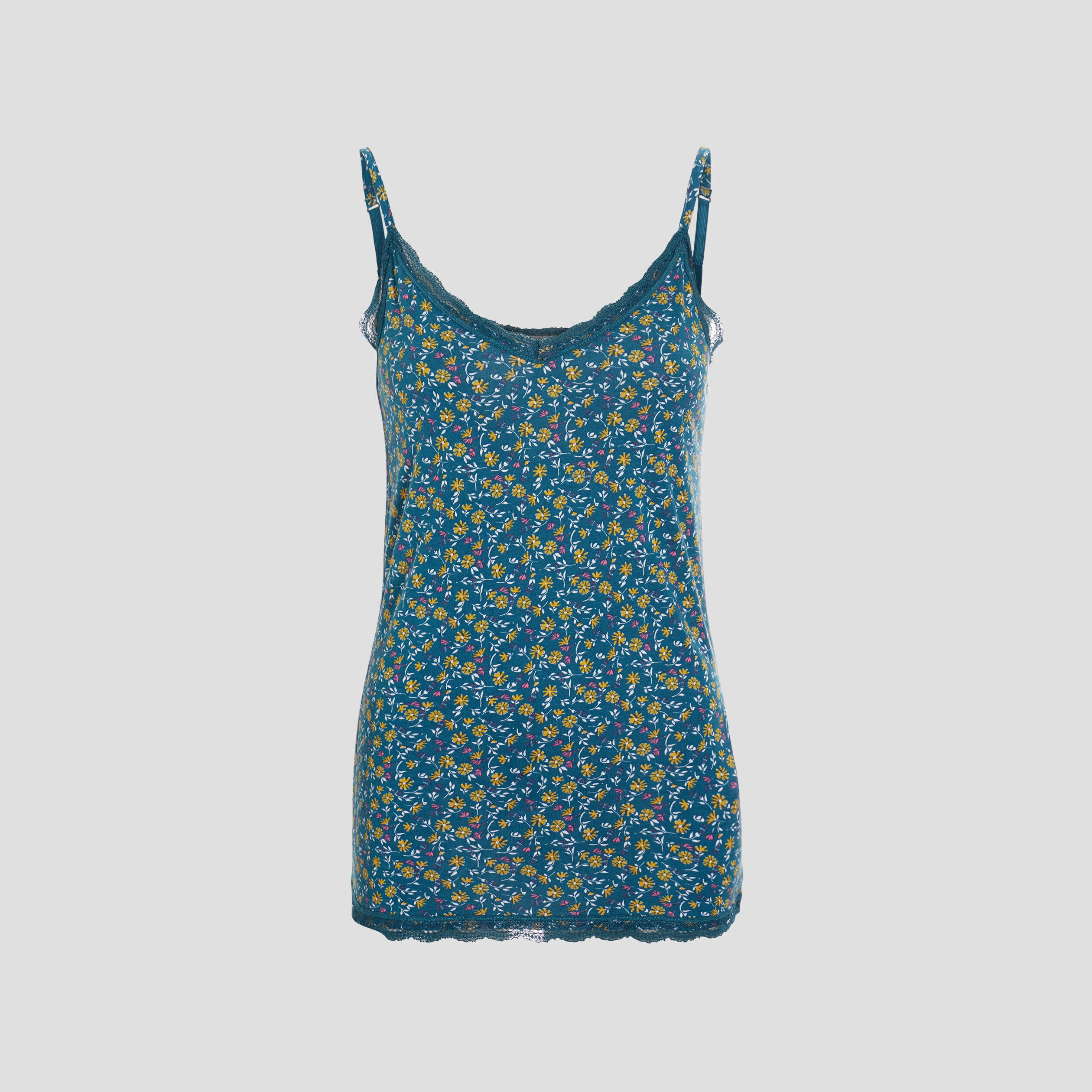 Haut de pyjama débardeur col V bleu canard femme | La Halle