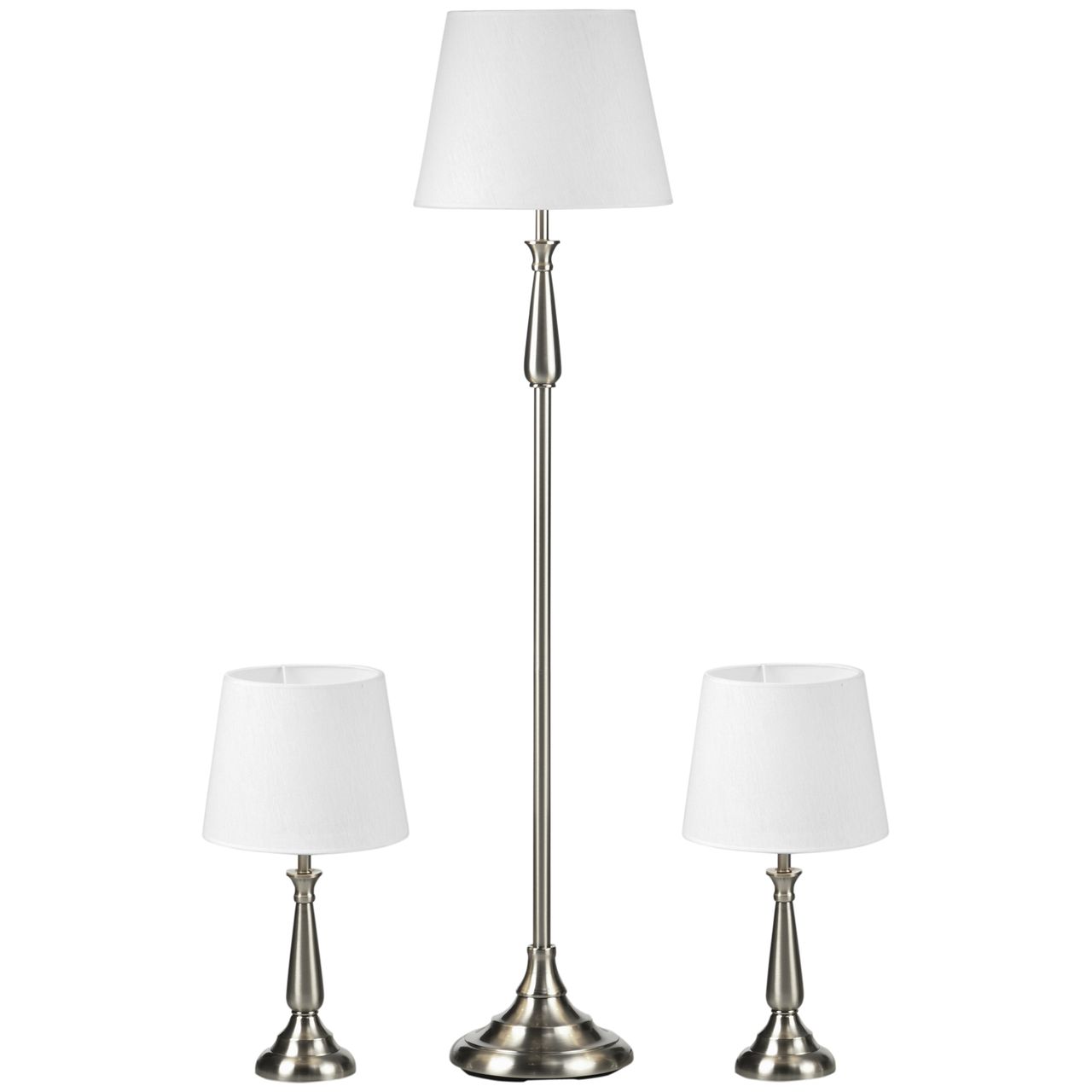 HOMCOM Lampenset inkl. 2 Tischleuchte, 1 Stehlampe im Vintage-Design Creme