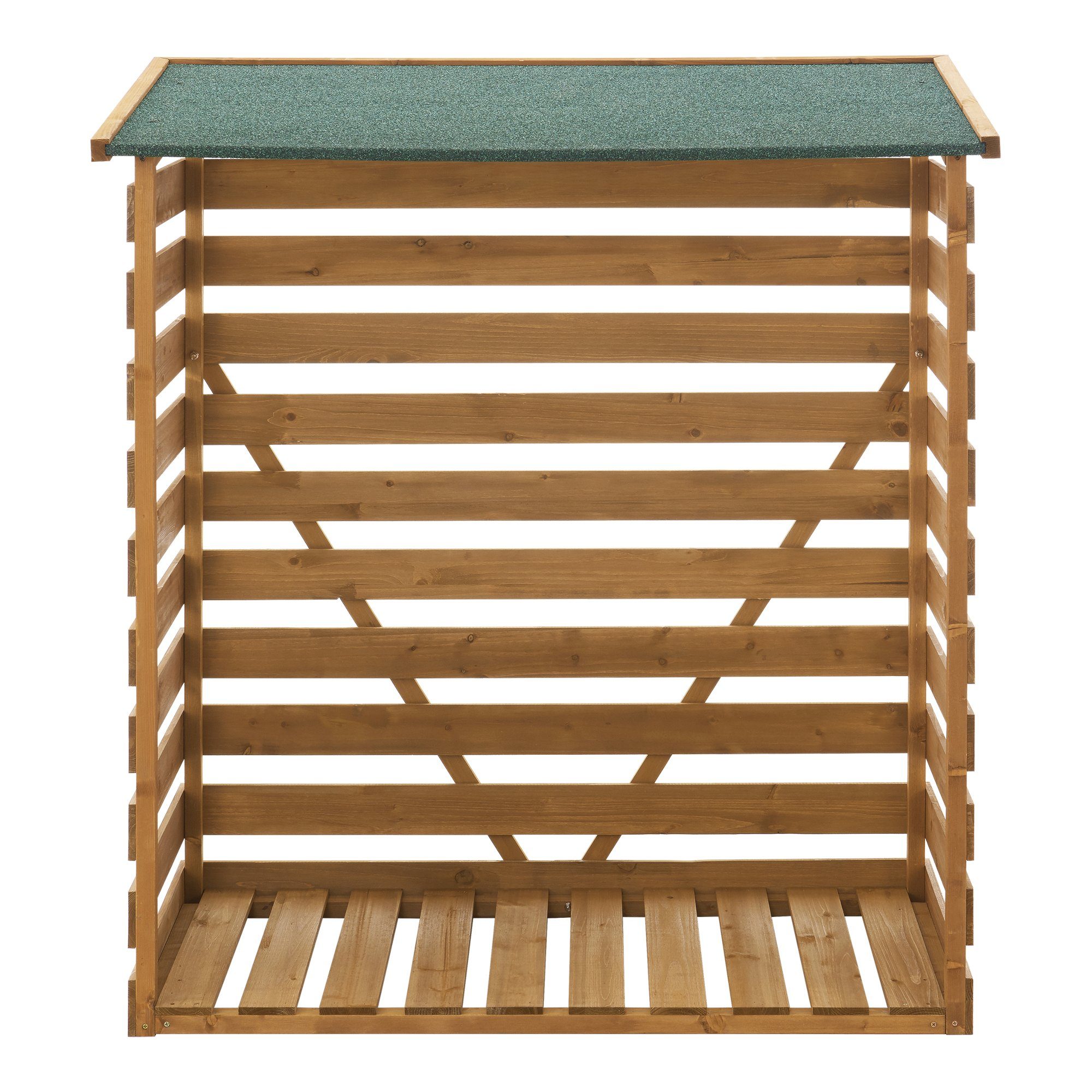 en.casa Kaminholzregal, BxTxH:116x64x123 cm, Brennholzunterstand aus Tannenholz 123x116x64cm Natur