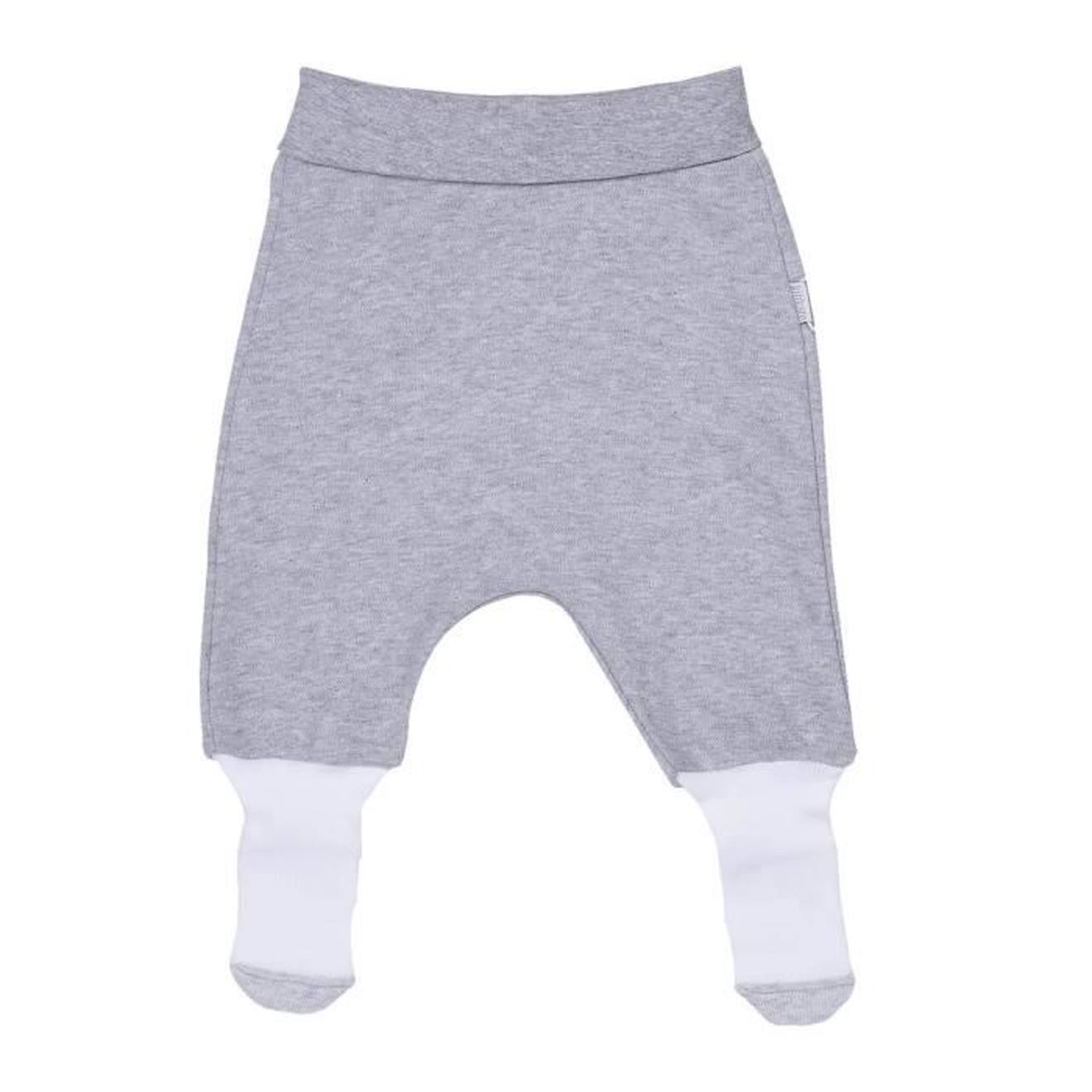 Pantalon bébé à pieds en coton bio, LANA Gris gris