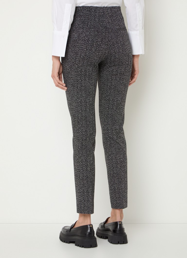 Pantaloni Gardeur cu talie medie, slim fit, cu imprimeu în spic de herringbone.