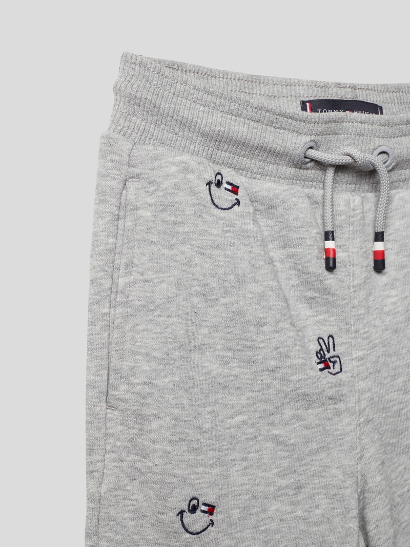 Sweatpants mit Stitchings in mittelgrau meliert