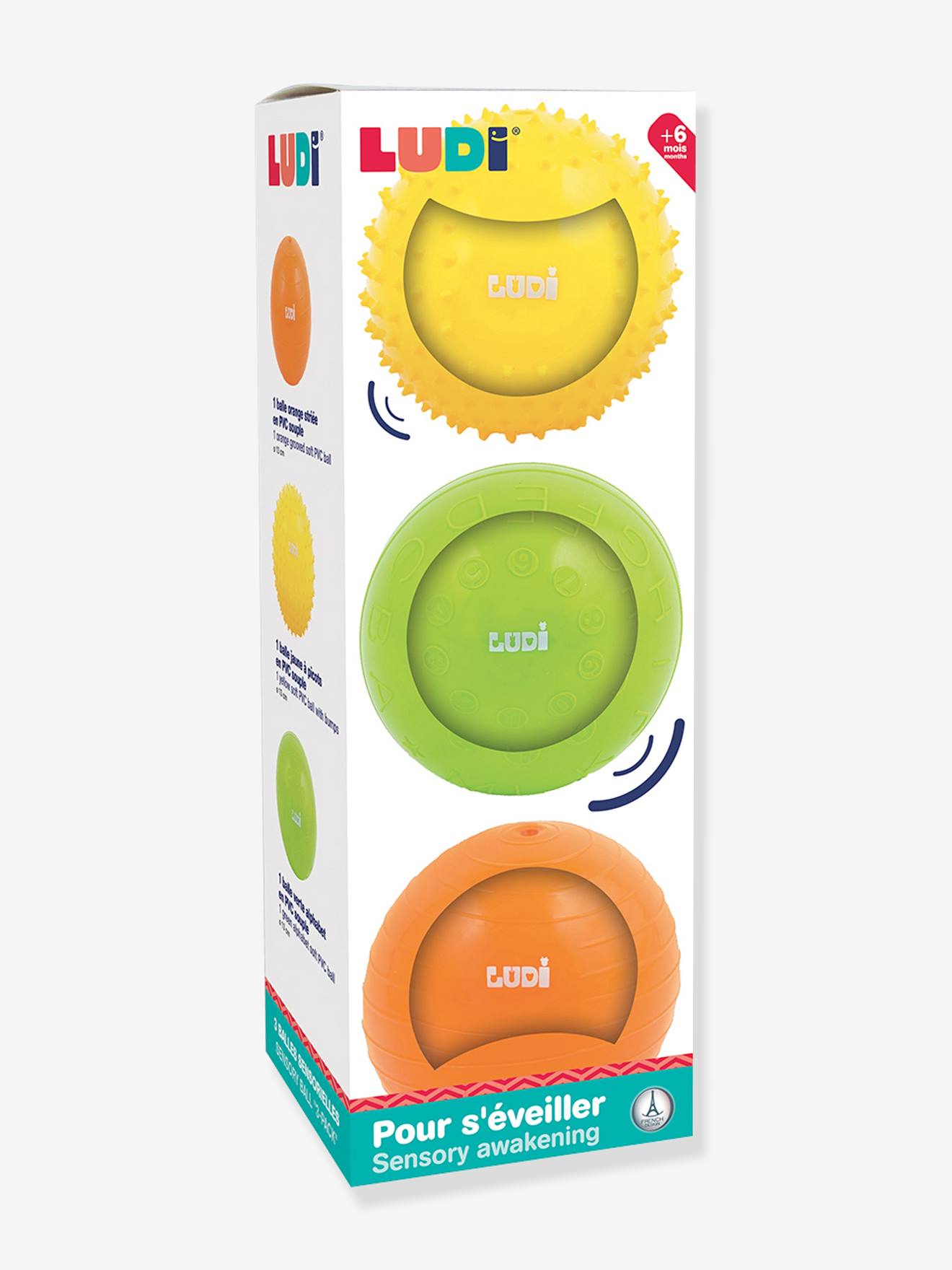 3 balles sensorielles LUDI multicolore