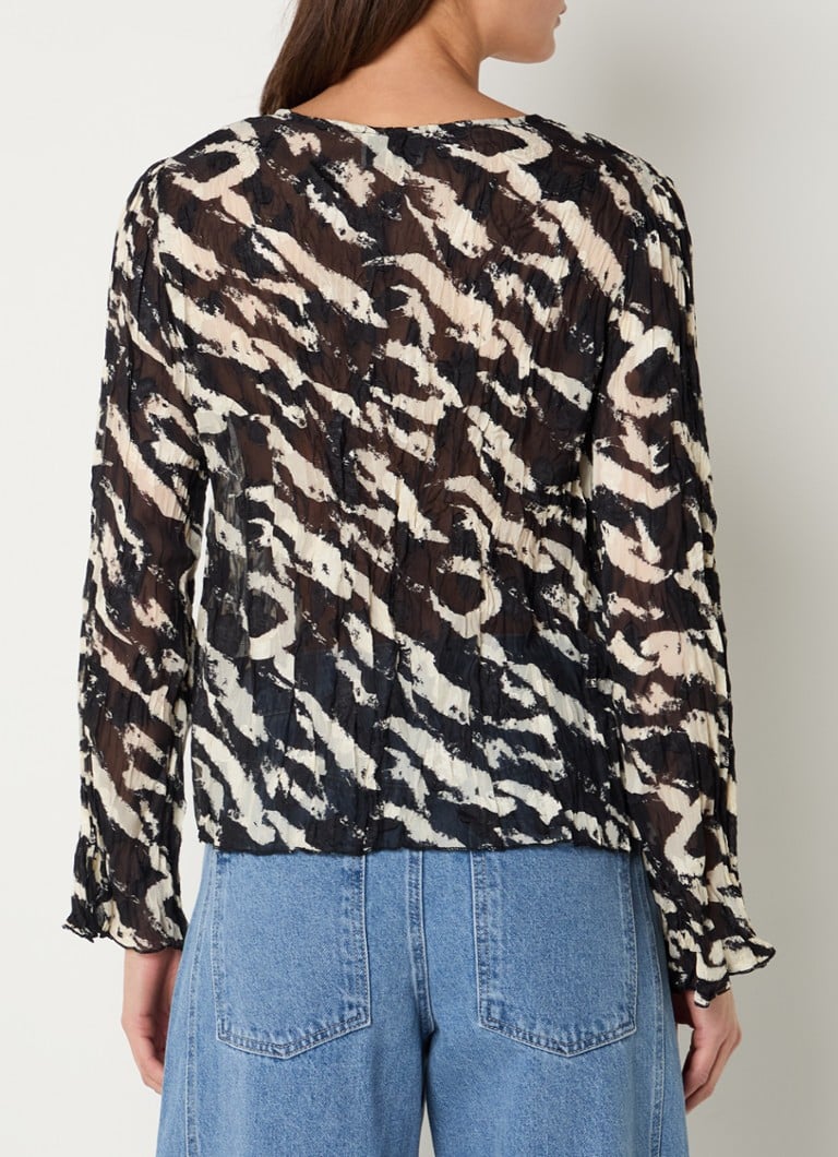Neo Noir Indy semi-transparent blouse with zebra print