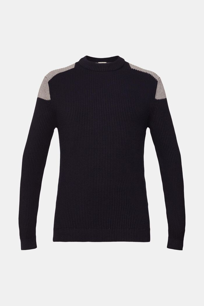 Rippstrickpullover mit Colorblocking-Details