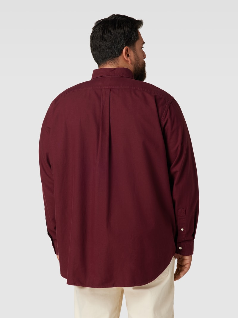 PLUS SIZE Freizeithemd mit Label-Stitching in bordeaux rot