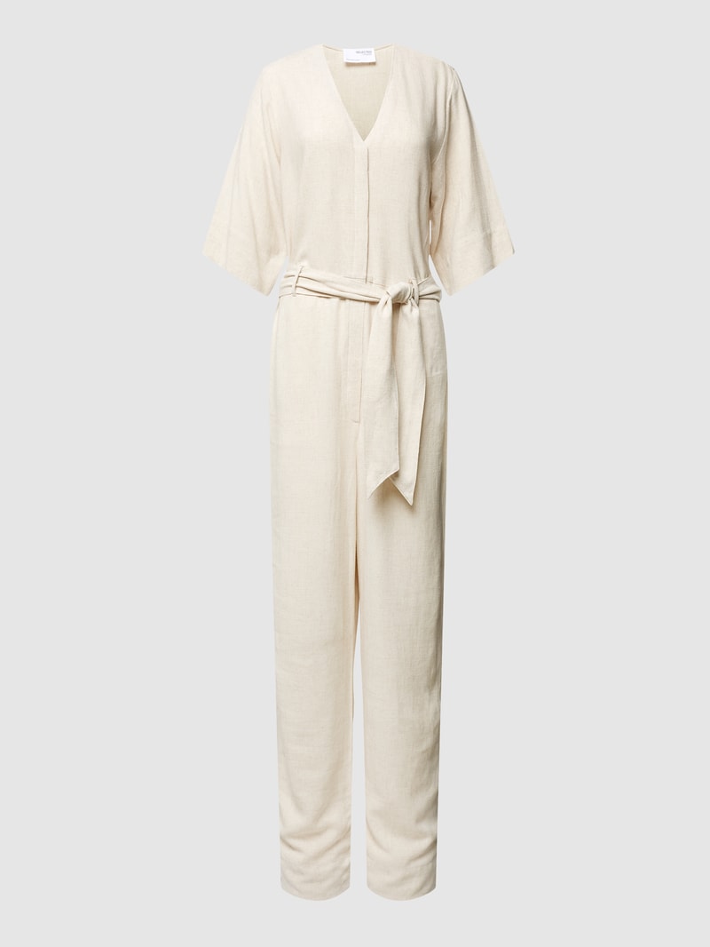 Jumpsuit mit V-Ausschnitt Modell 'VIVA' in sand