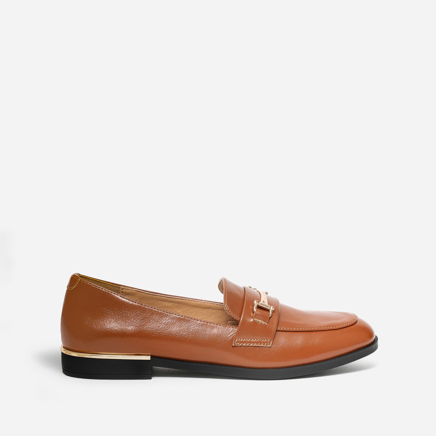Mocassin cognac détails dorés
