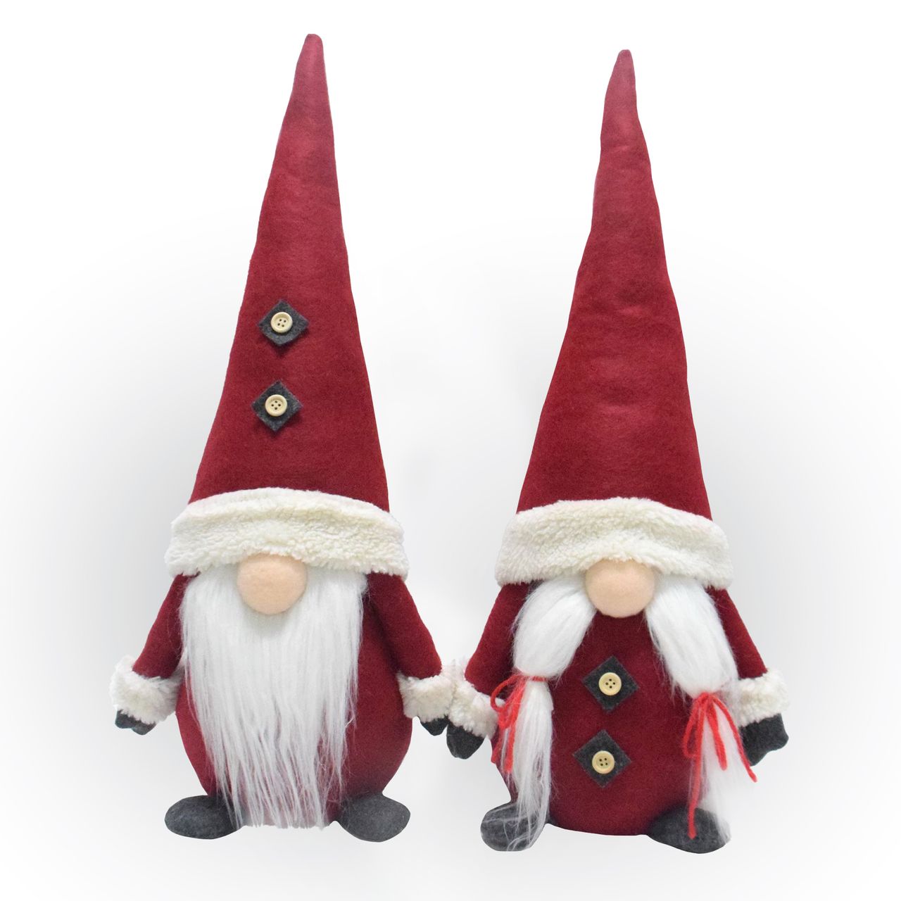 Lemodo 2er Set Wichtel 50 cm hoch, Weihnachtswichtel Duo in weihnachtlichem Rot
