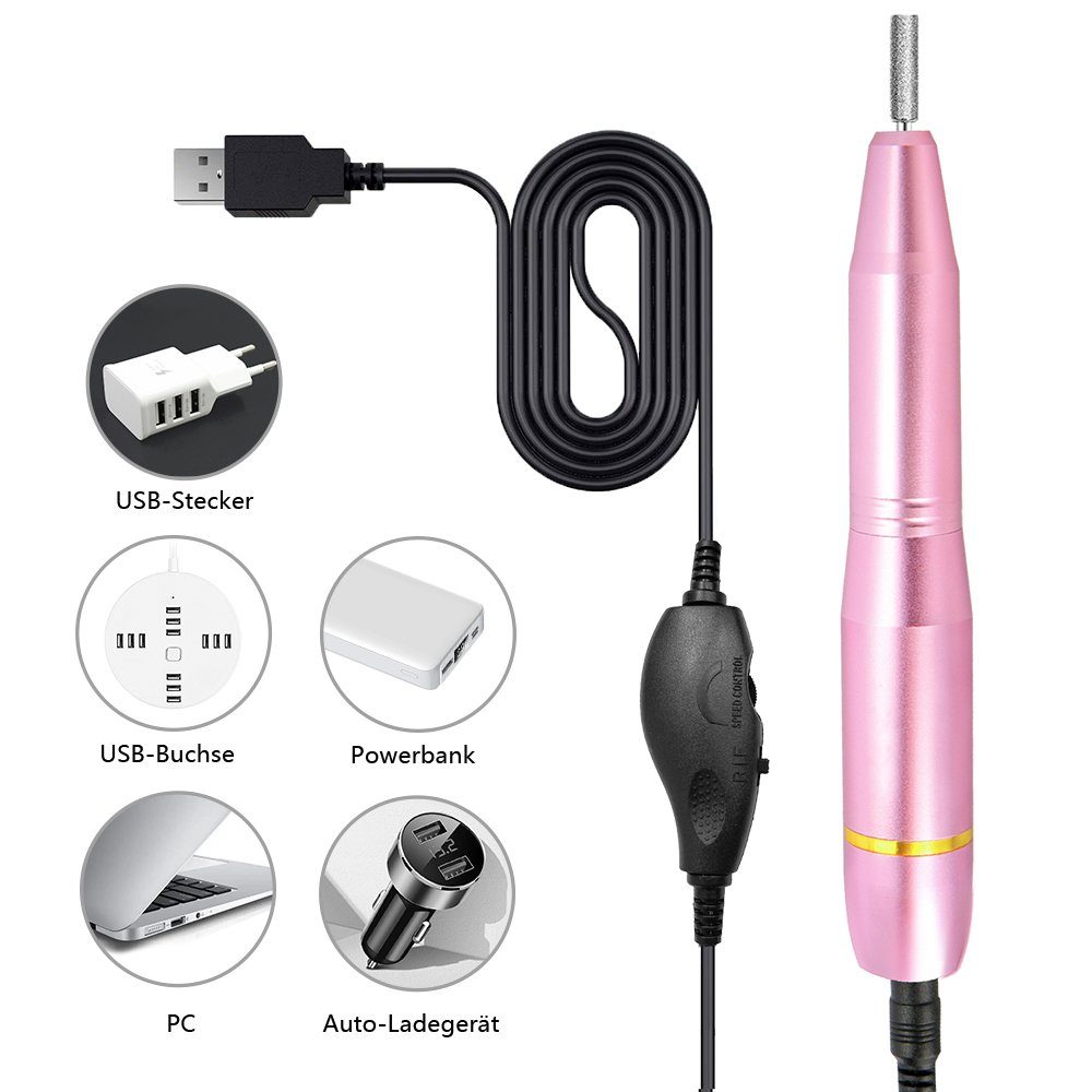 iceagle Maniküre-Pediküre-Set Nagelfräser, 11 In 1 Professionell Elektrische Nagelfräser, 11 Bohrer, Stufenlose Geschwindigkeitsregelung