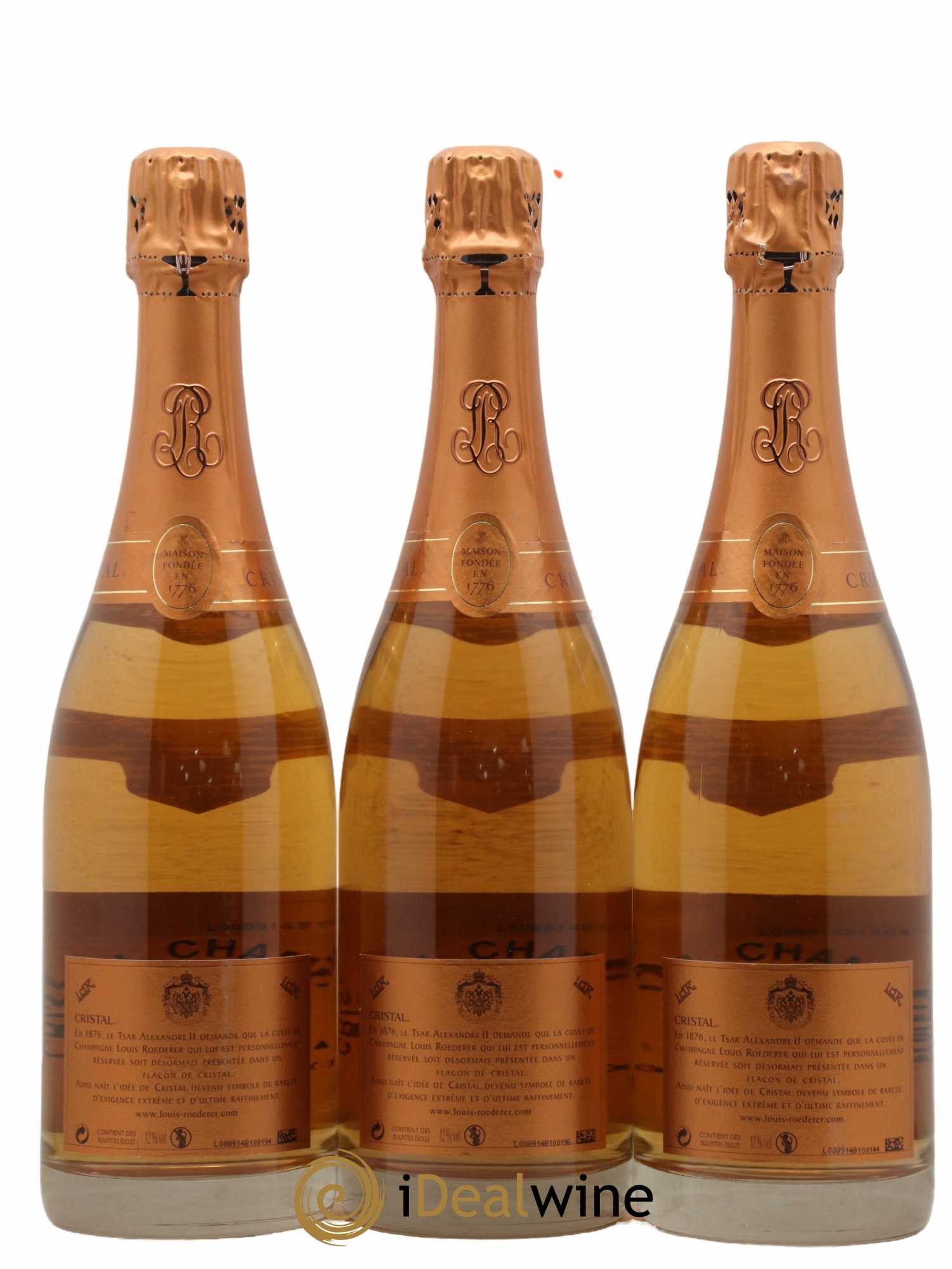 Cristal Louis Roederer  2004 - Lot de 3 Bouteilles