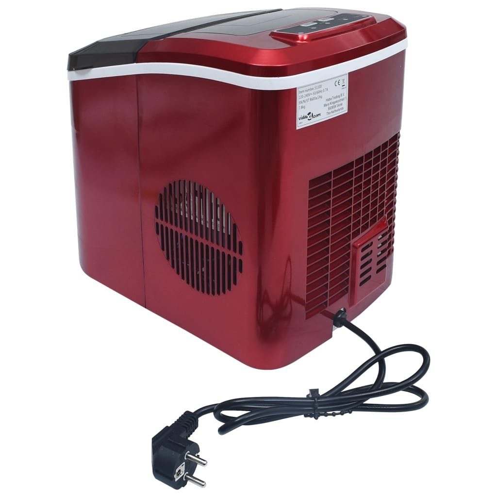 vidaXL Eiswürfelmaschine Eiswürfelbereiter Rot 2,4 L 15 kg / 24 h
