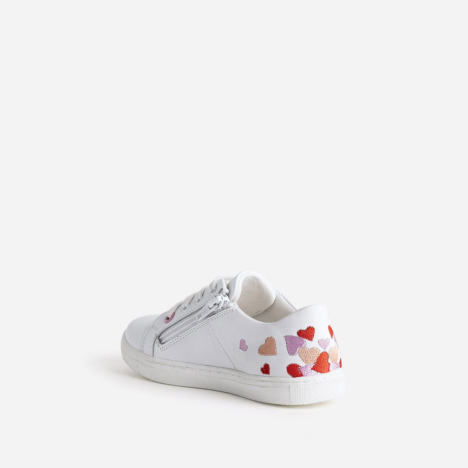 Tennis BUGGY blanche broderies cœurs