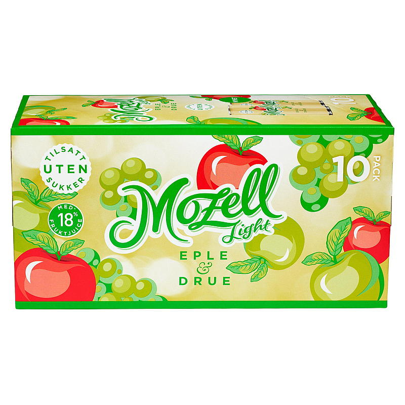 Ringnes Mozell light 10-pk 0,33 l boks sleek eple