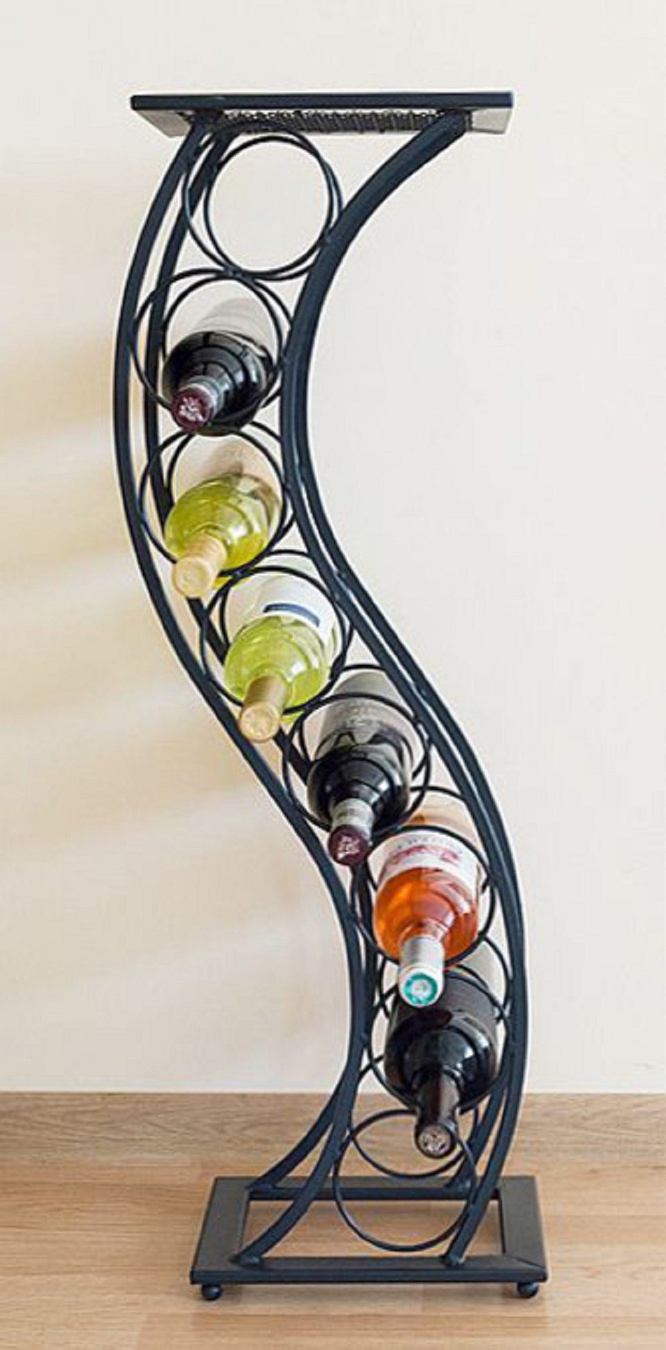 DanDiBo Weinregal Weinregal aus Metall Schwarz Blumensäule Flaschenständer Elegance 80 cm Flaschenhalter Blumenständer