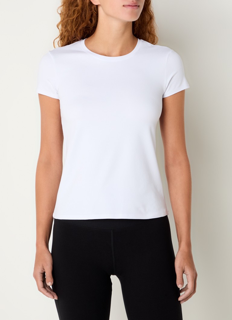 Camiseta de treino Alo Yoga Finesse com logotipo