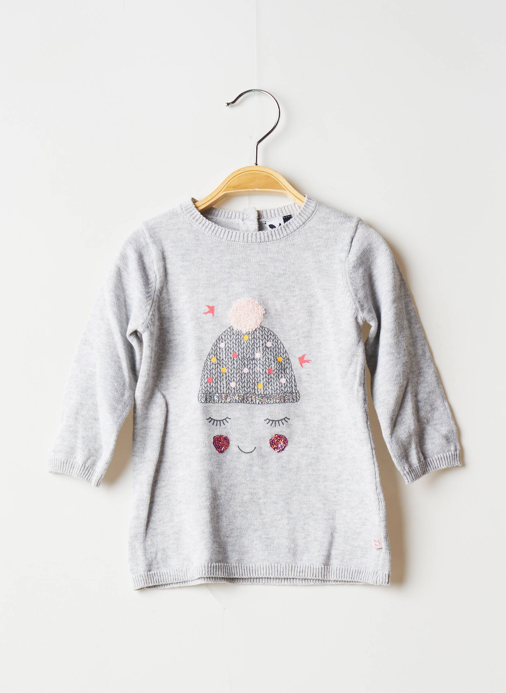 3 Pommes Robes Pulls Fille couleur gris